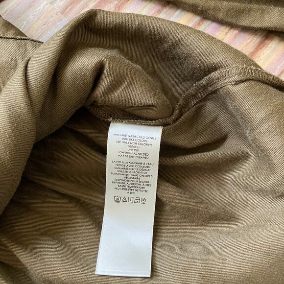 Anthropologie Maeve Utility Flounced Shirt Jacket Top Peplum Cargo Pockets Olive - Picture 7 of 10